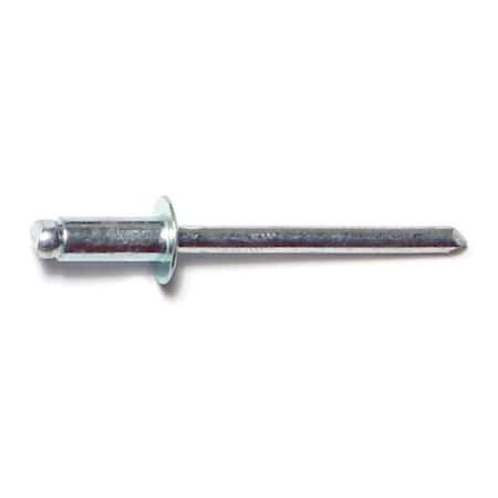 Midwest Fastener Blind Rivet, Dome Head, 3/16 in Dia., 1/4 in L, Steel Body, 100 PK 51092